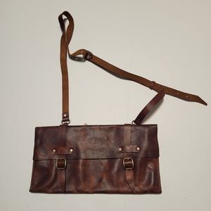 Two Belmont Sisters Verto Brown Leather Messenger Bag Clutch Fanny Pack Purse